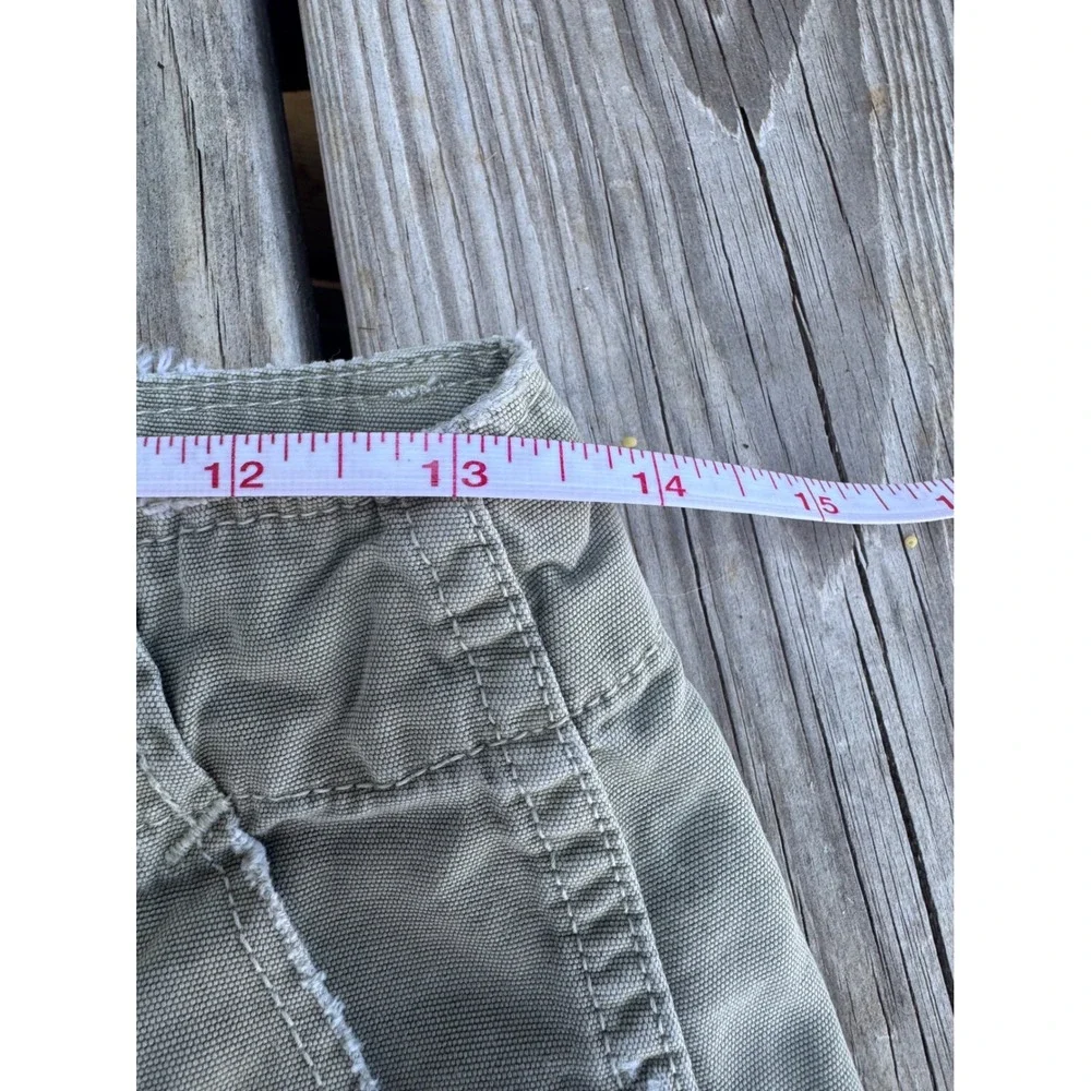 AMO Easy Army Wide Leg Cropped Cotton Pants Size 27 Button Fly Cray Green - Picture 8 of 13